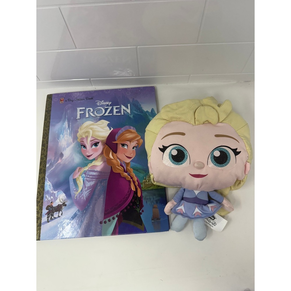Disney Frozen Big Golden Book and Elsa Doorables Plush Bundle Set